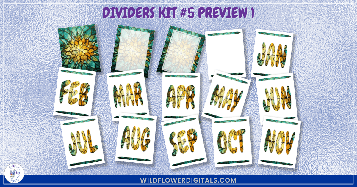 preview mockup of dividers kit 5 mix and match divider pages stationery designs