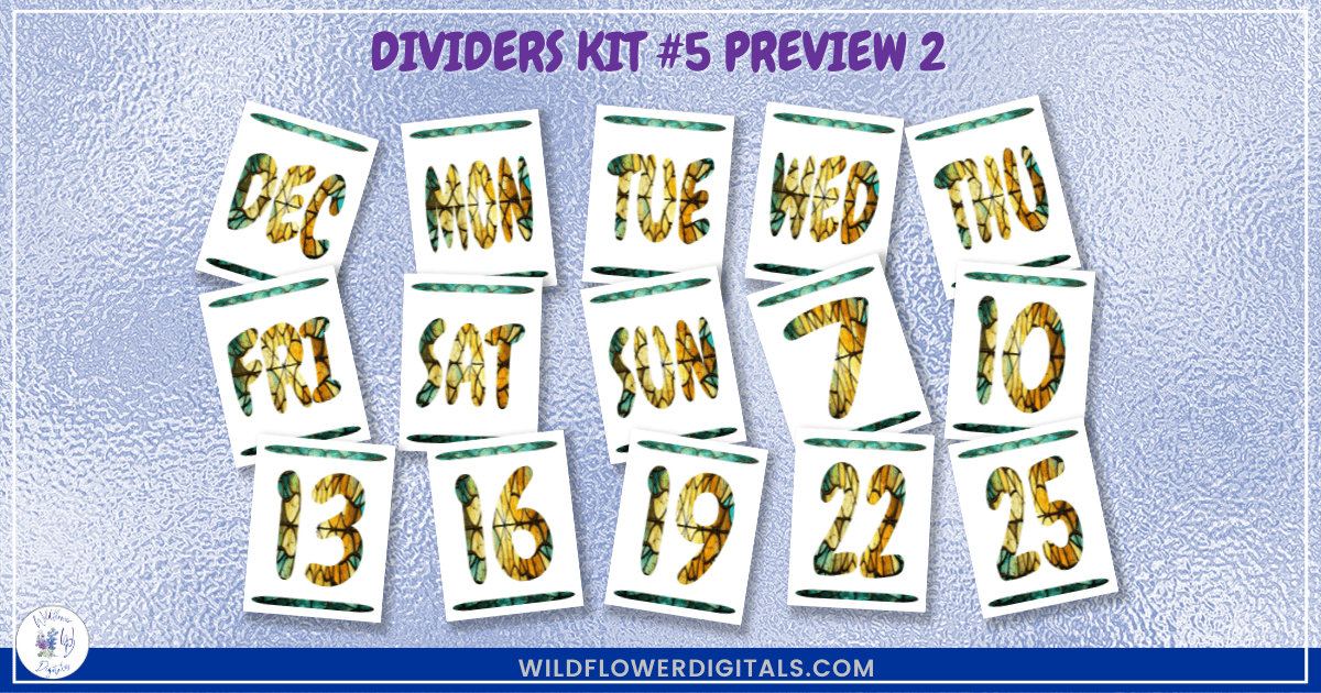 preview mockup of dividers kit 5 mix and match divider pages stationery designs
