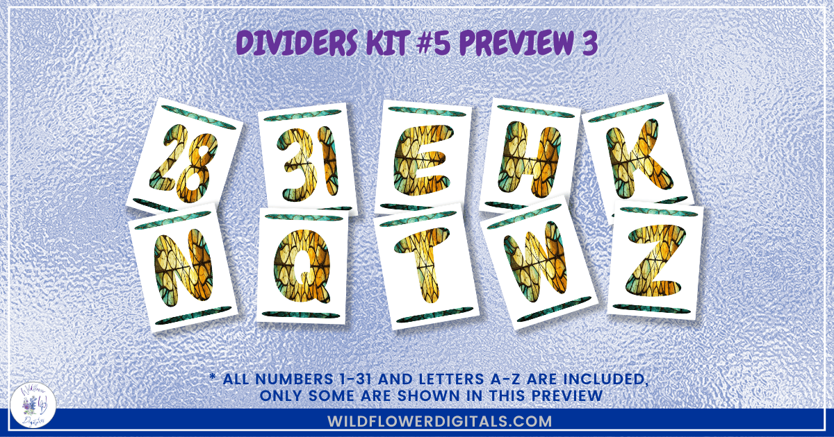 preview mockup of dividers kit 5 mix and match divider pages stationery designs