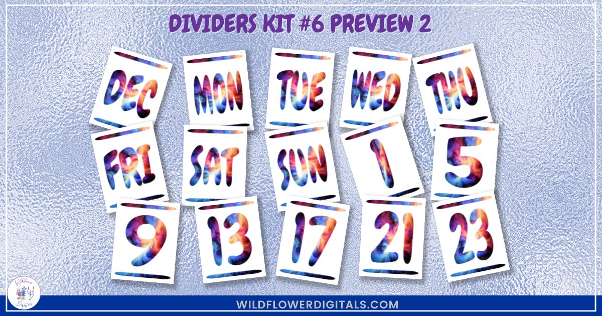 mockup of dividers kit 6 mix and match divider pages stationery designs
