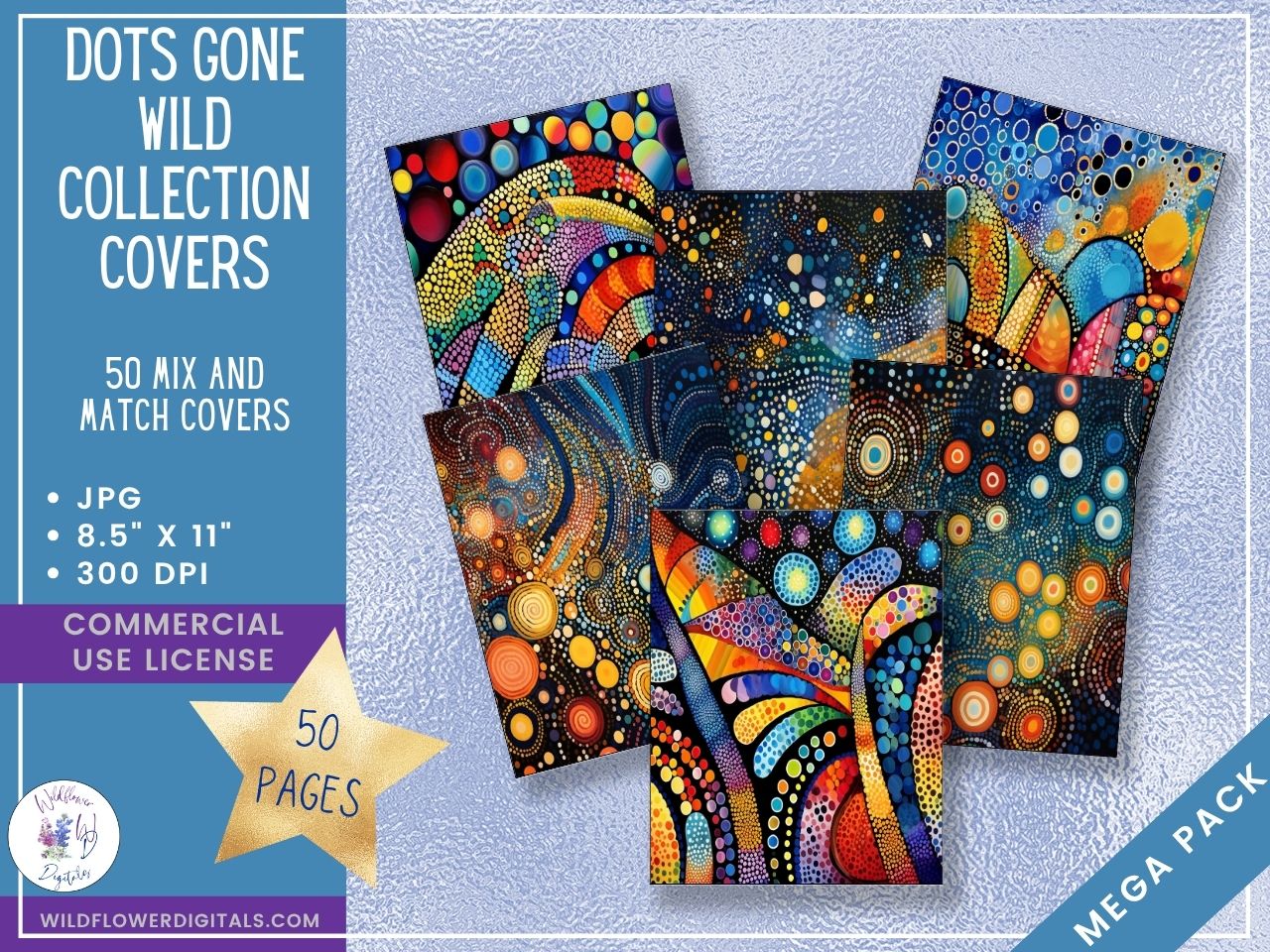 mockup of dots gone wild covers digital papers mix and match