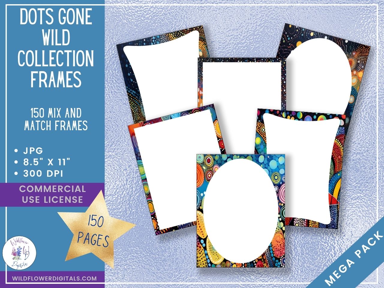 mockup of dots gone wild frames set mix and match stationery designs