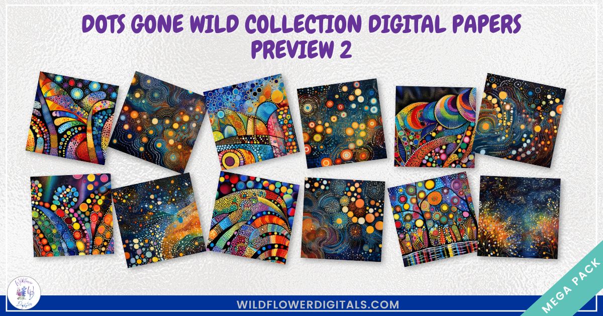 mockup of dots gone wild digital papers mix and match papers