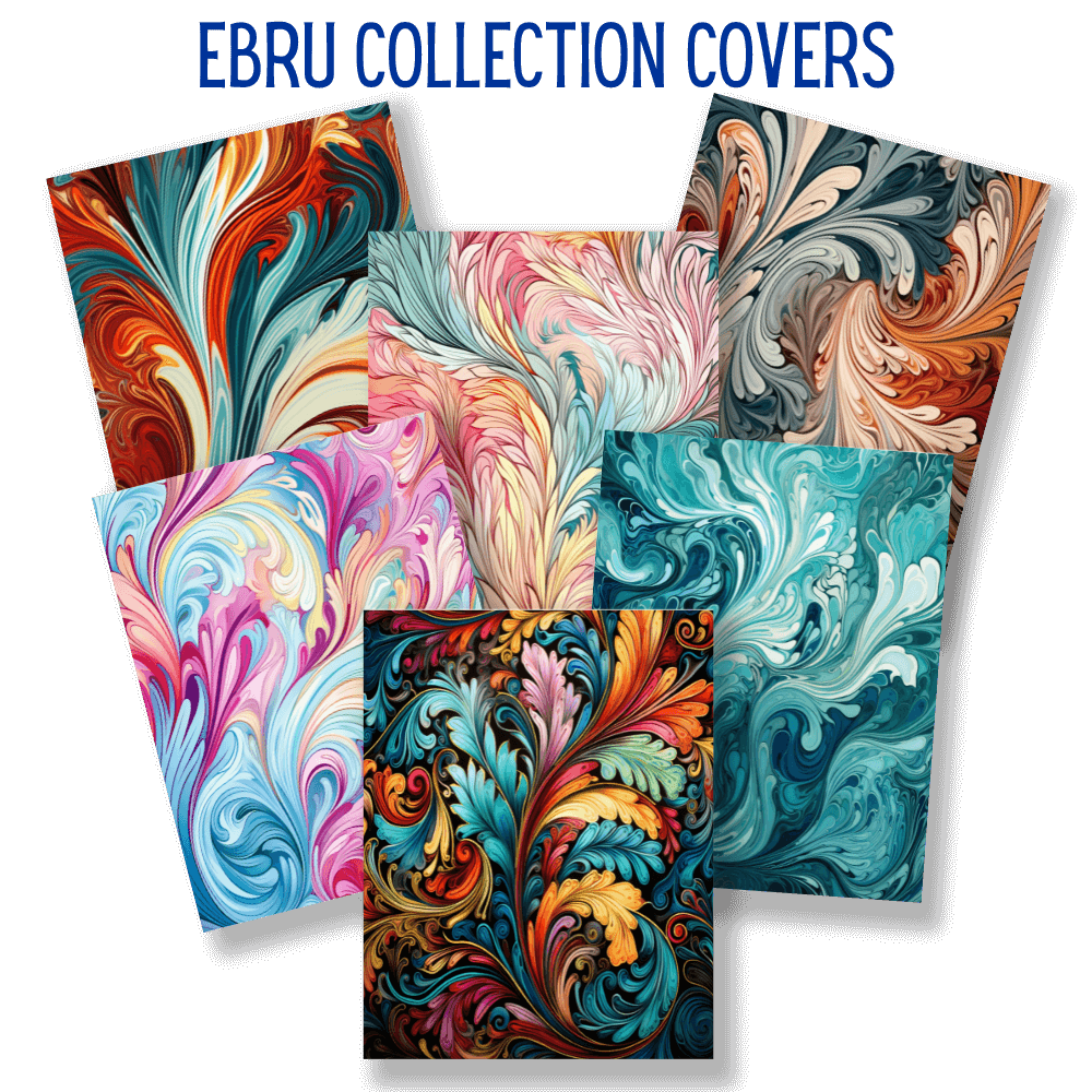 mockup of ebru collection covers digital papers mix and match