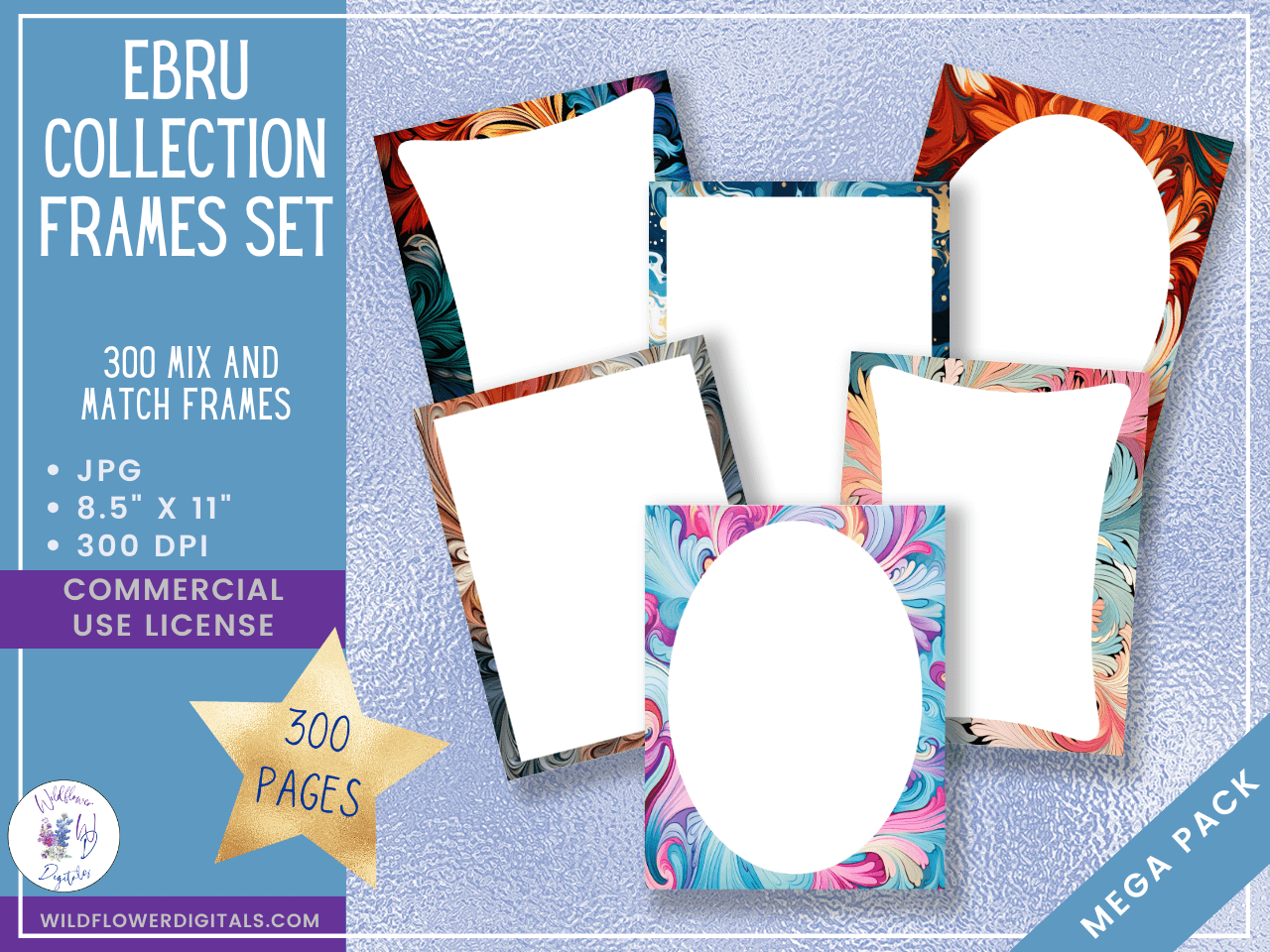 mockup of ebru collection bundle digital papers covers frames mix and match papers