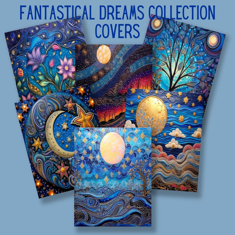 mockup of fantastical dreams covers digital papers mix and match