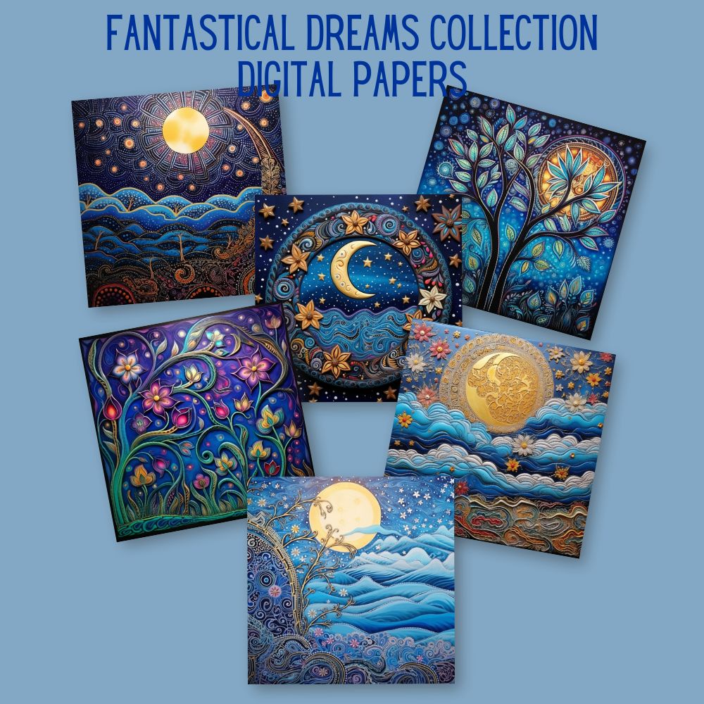 mockup of fantastical dreams digital papers mix and match papers