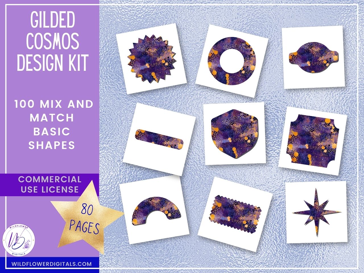 mockup of gilded cosmos design kit mix and match stationery designs