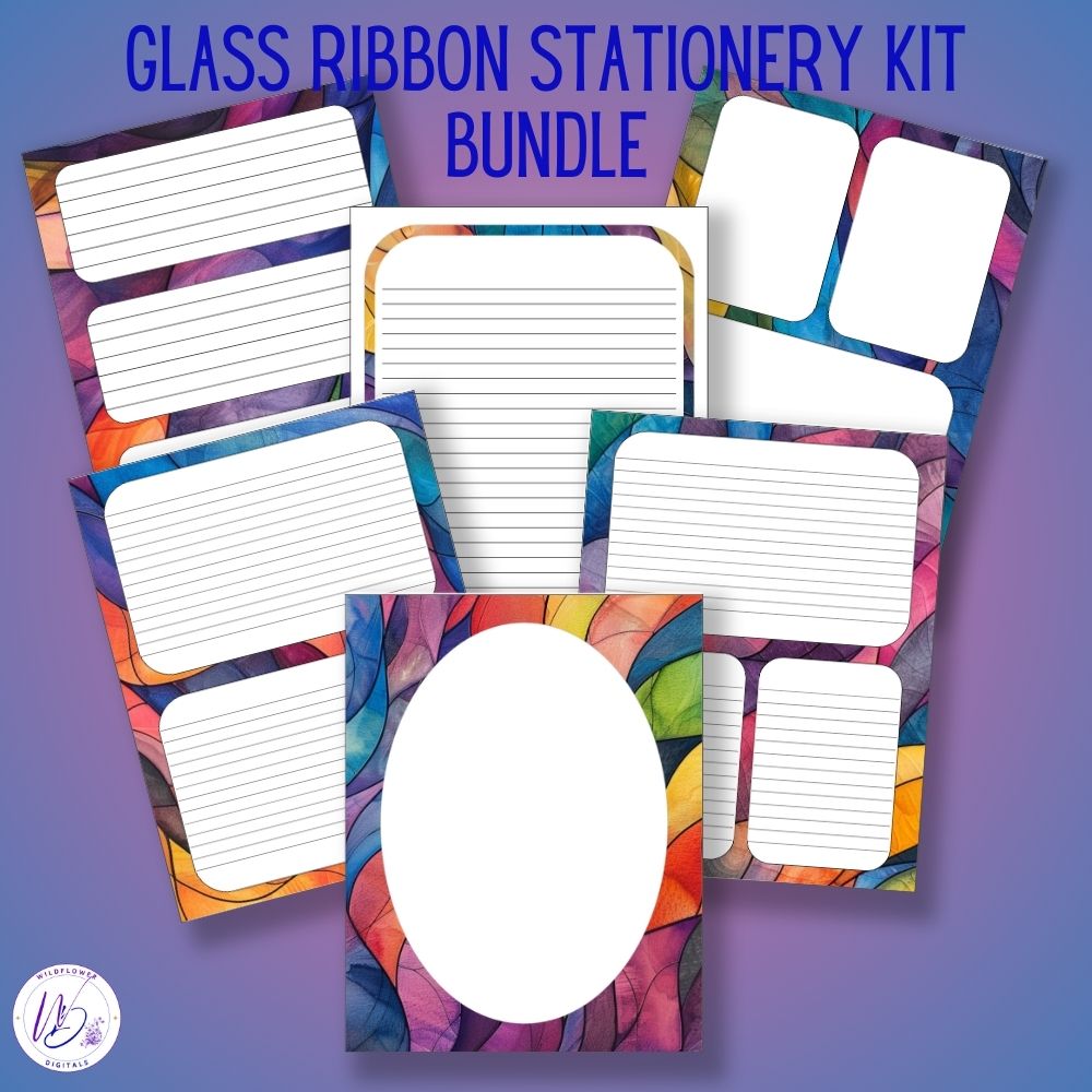mockup of glass ribbon stationery kit mix and match stationery designs