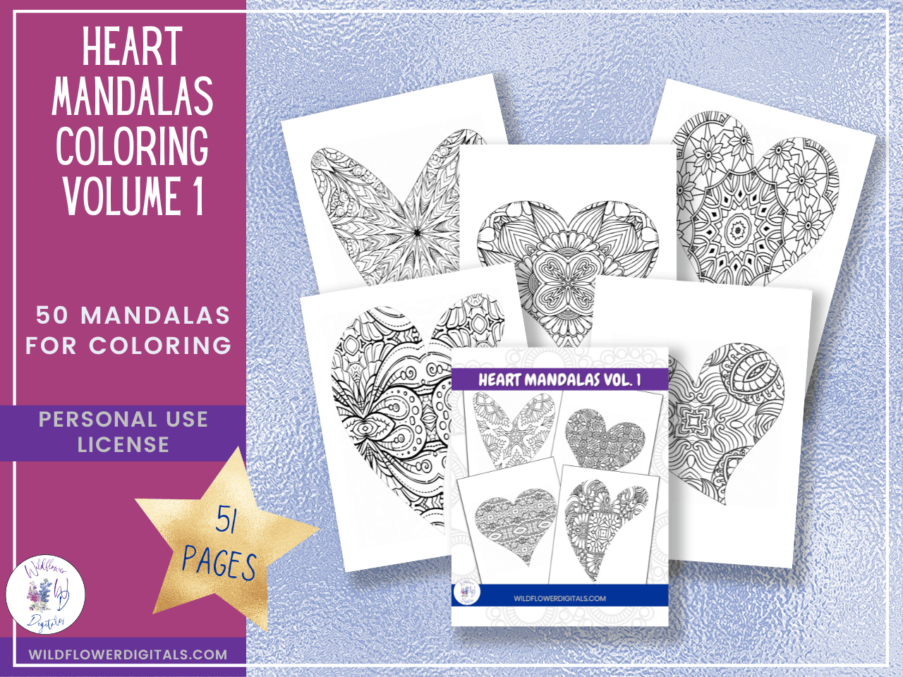mockup of heart mandala coloring designs