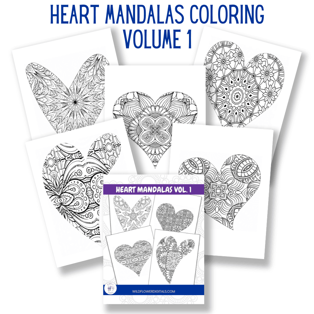 mockup of heart mandala coloring designs