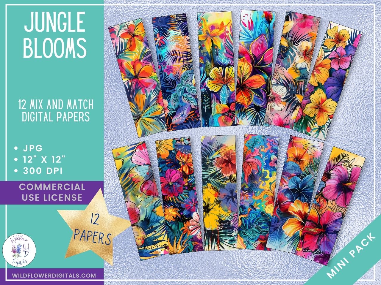 mockup of jungle blooms digital papers mix and match papers