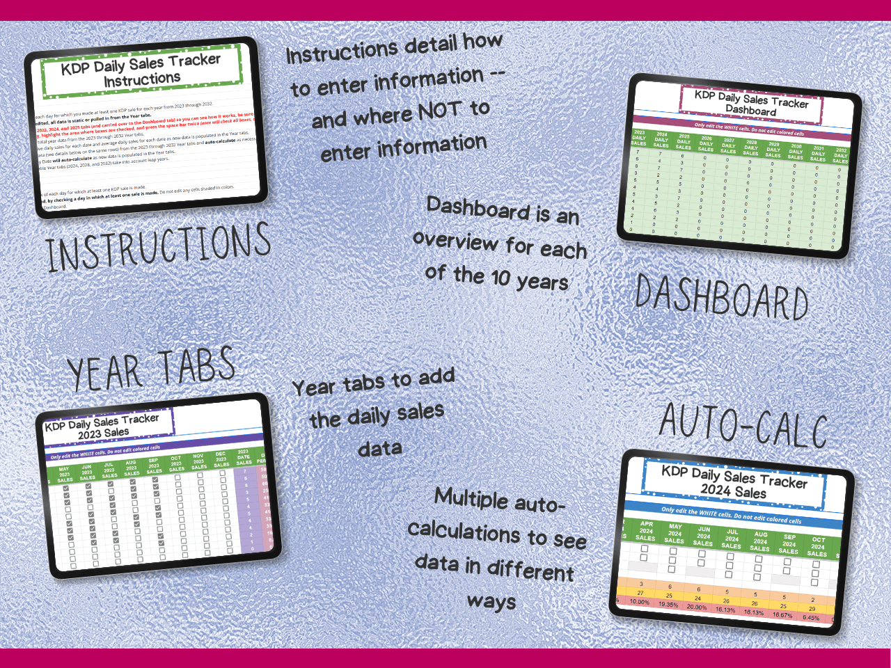 mockup of kdp daily sales tracker google sheets spreadsheet template