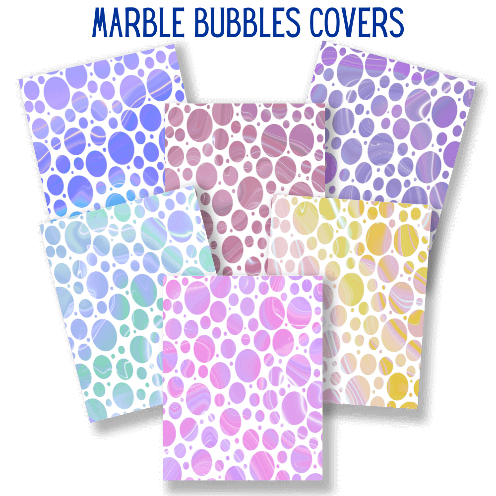 mockup of marble bubbles covers mix and match digital papers