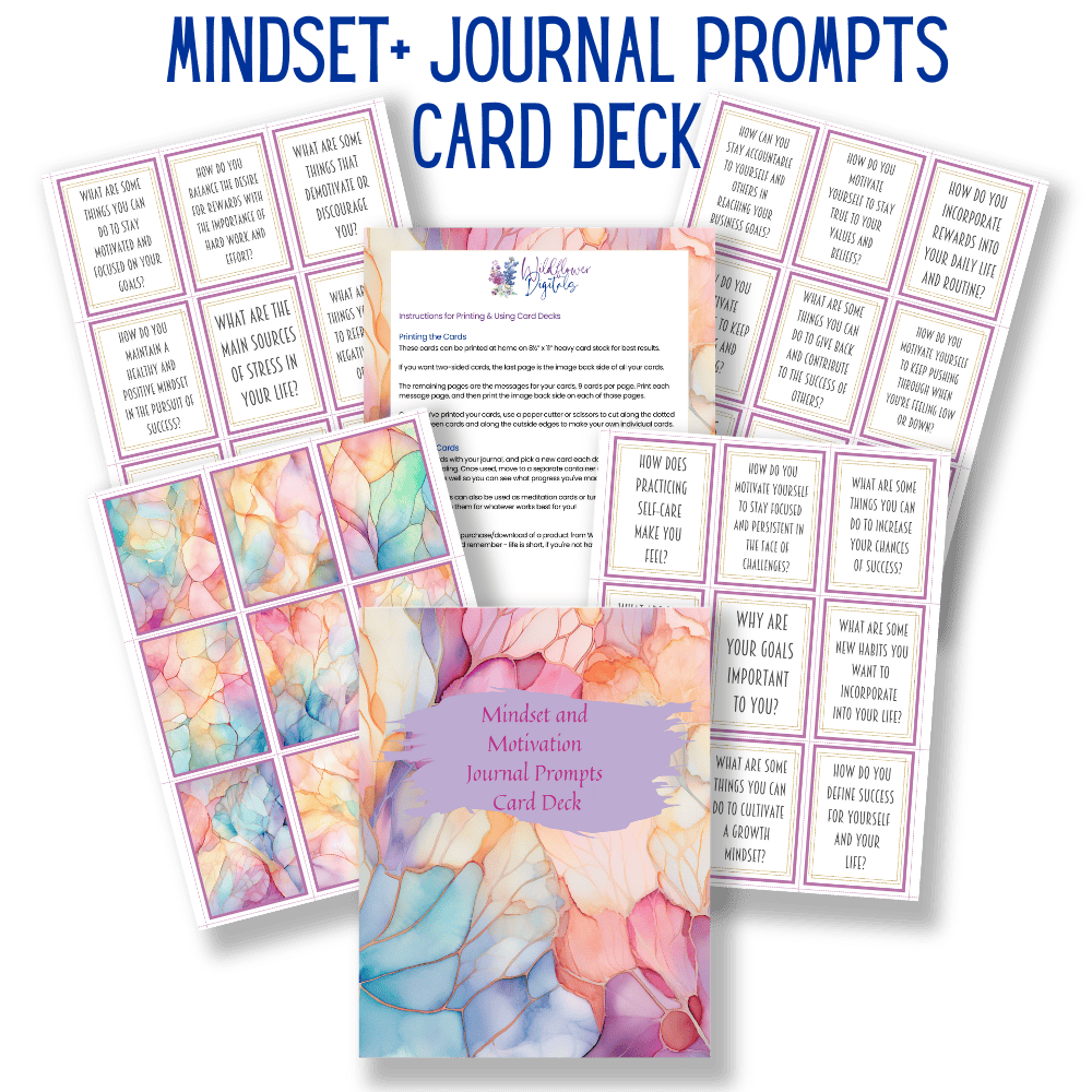 mockup of journal prompts card deck