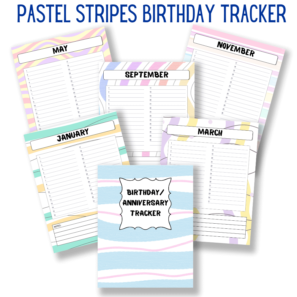 mockup of pastel stripes birthday tracker anniversaries