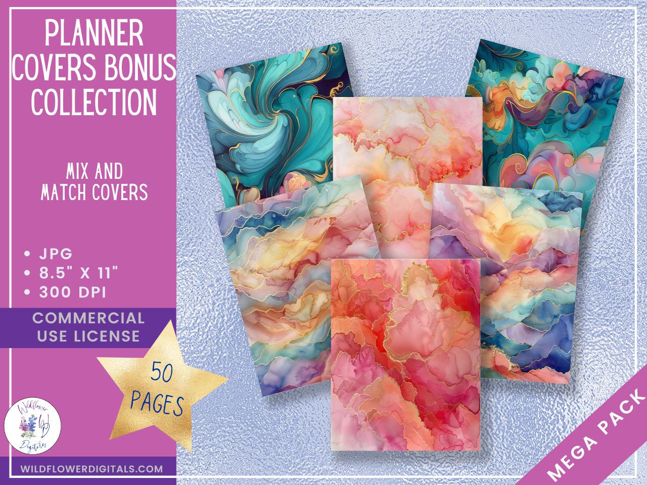 mockup of planner covers bonus collection digital papers mix and match