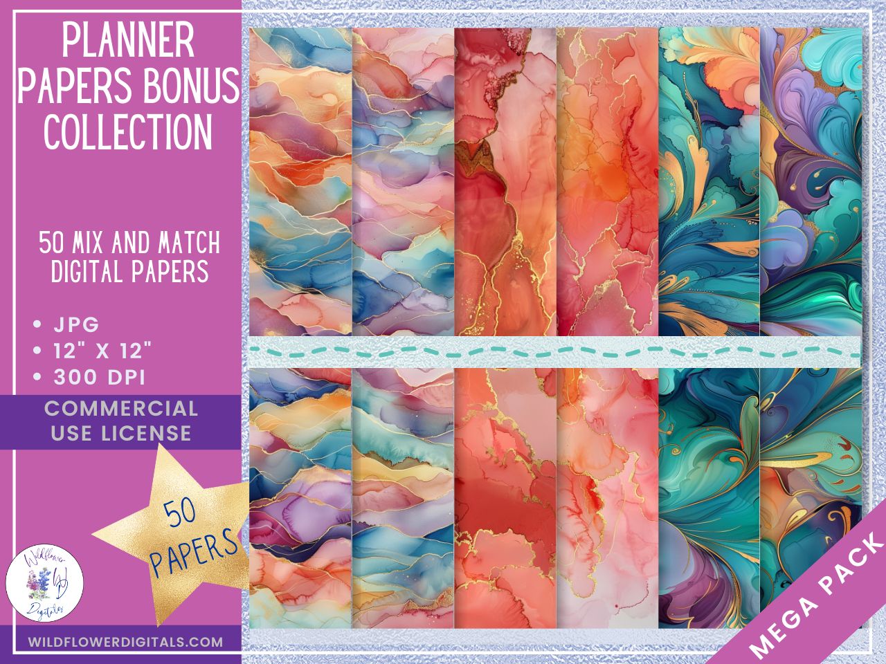 mockup of planner covers bonus collection digital papers mix and match