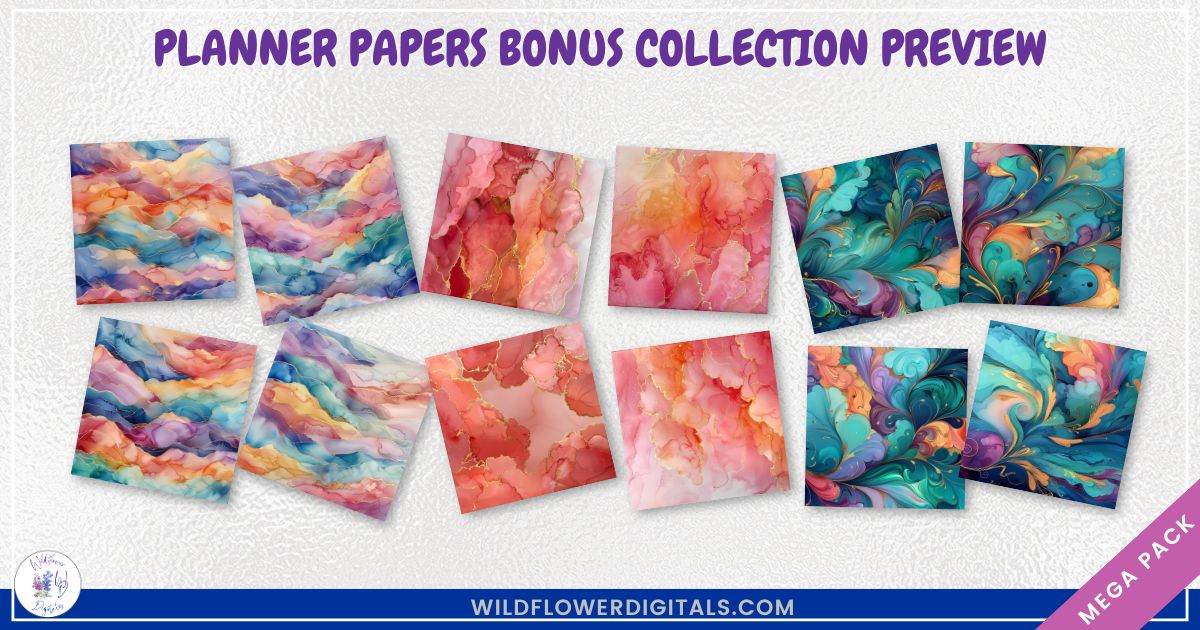 mockup of planner covers bonus collection digital papers mix and match