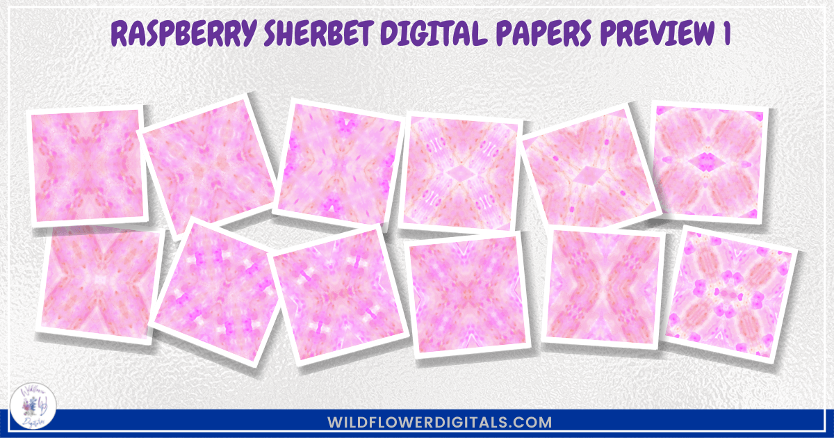 preview mockup of raspberry sherbet digital papers mix and match papers