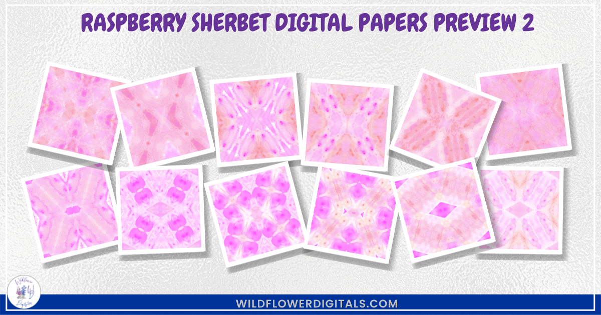 preview mockup of raspberry sherbet digital papers mix and match papers