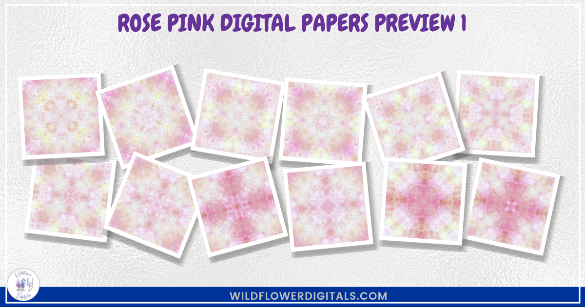 preview mockup of rose pink digital papers mix and match papers