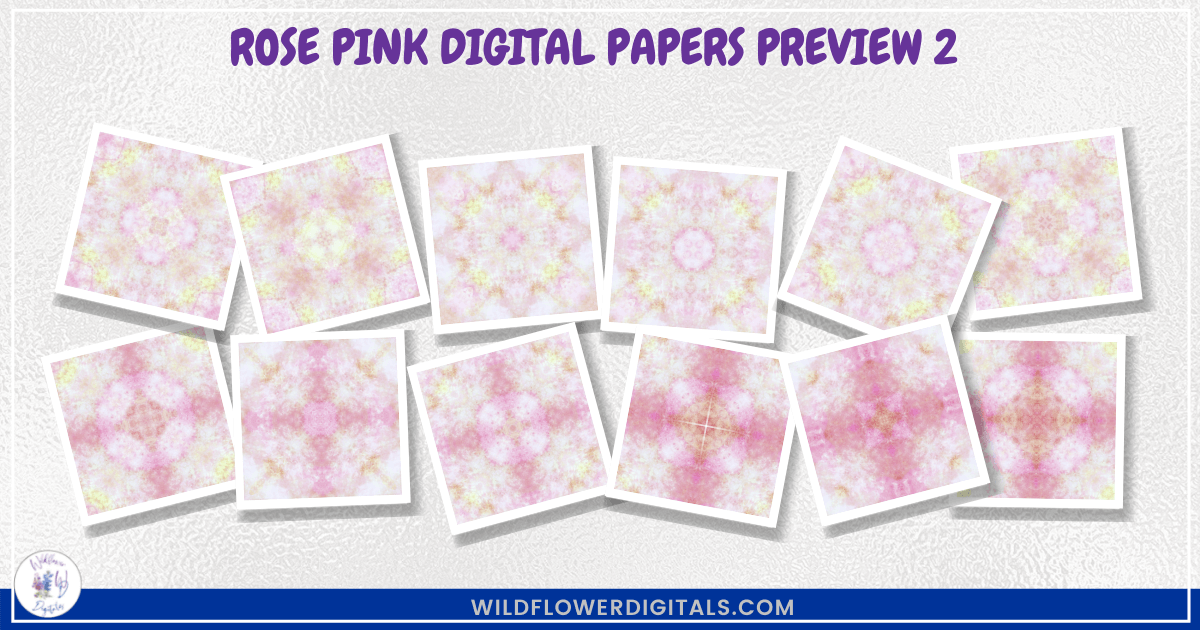 preview mockup of rose pink digital papers mix and match papers