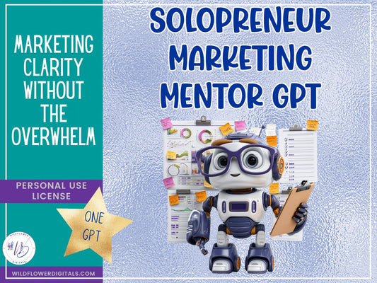 mockup of solopreneur marketing mentor gpt business productivity marketing