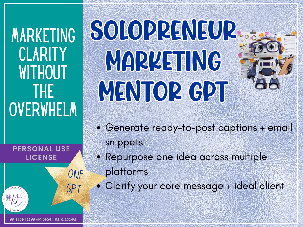 mockup of solopreneur marketing mentor gpt business productivity marketing
