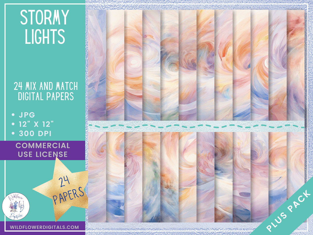 mockup of stormy lights digital papers mix and match papers