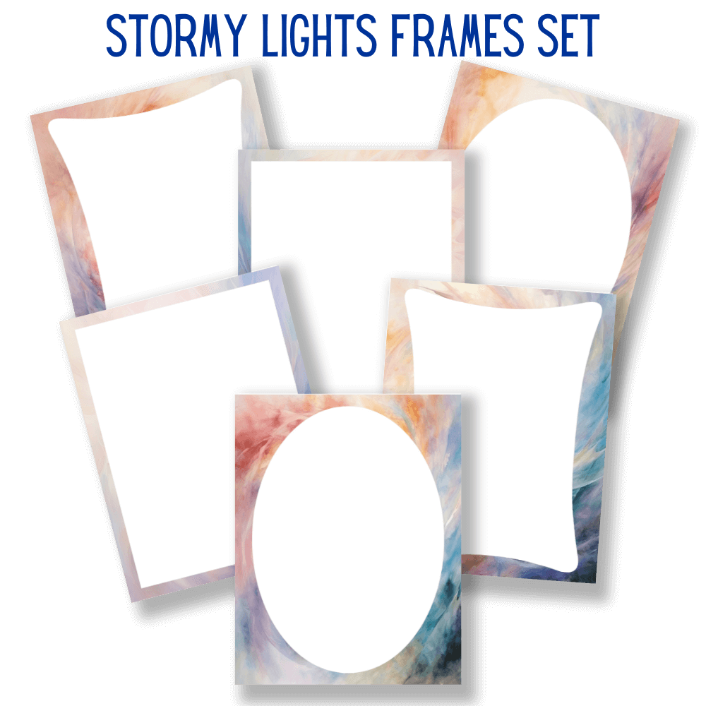 mockup of stormy lights frames set mix and match stationery designs
