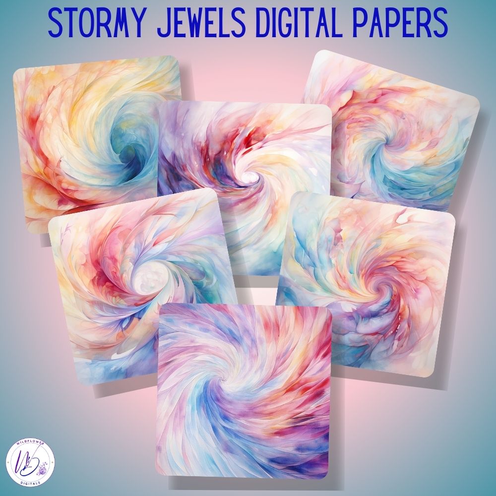 mockup of stormy jewels digital papers mix and match papers