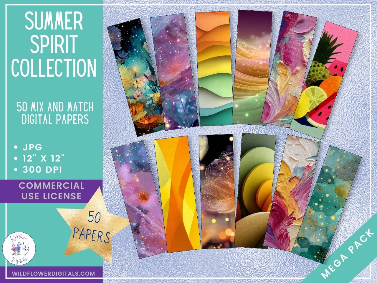 mockup of summer spirit digital papers covers frames set mix and match stationery designs