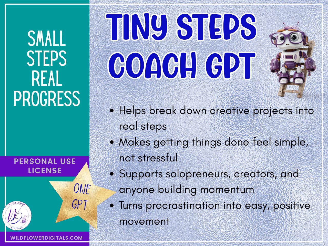 mockup of tiny steps coach gpt business coaching goals productivity