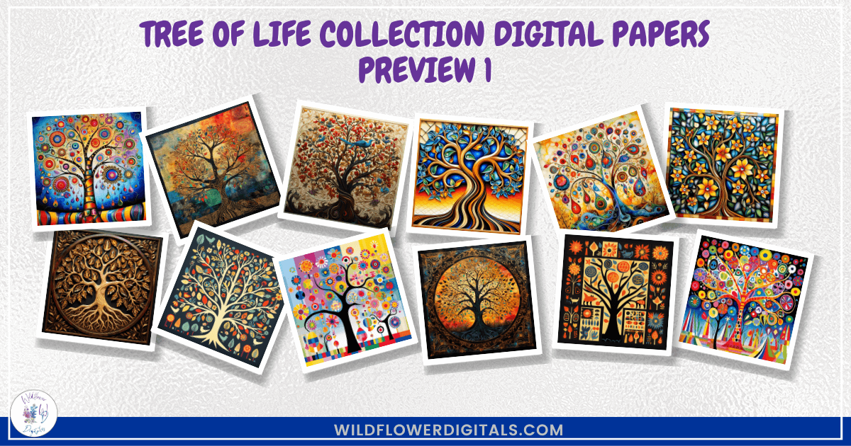 mockup of tree of life collection digital papers mix and match papers