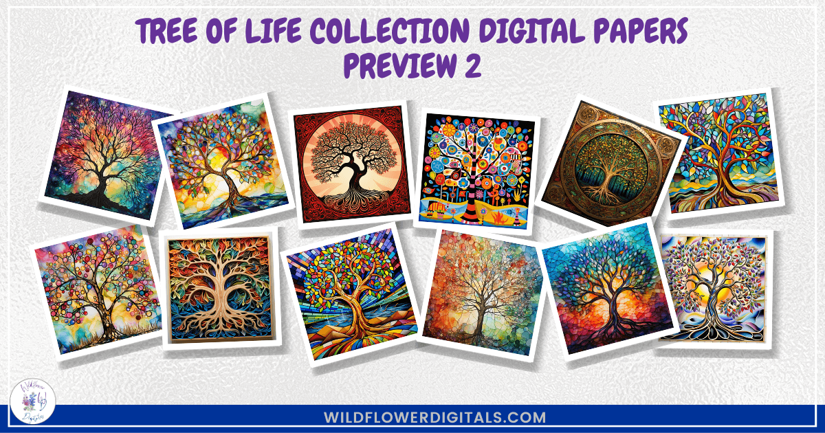 mockup of tree of life collection digital papers mix and match papers