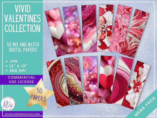 mockup of vivid valentines digital papers mix and match papers