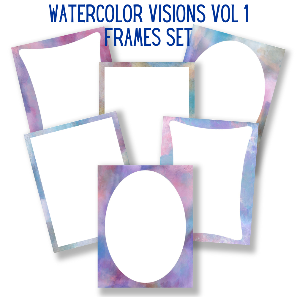 mockup of watercolor visions frames set mix and match stationery designs