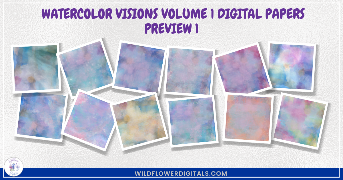 preview mockup of watercolor visions digital papers mix and match papers