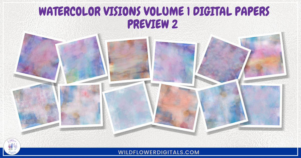 preview mockup of watercolor visions digital papers mix and match papers