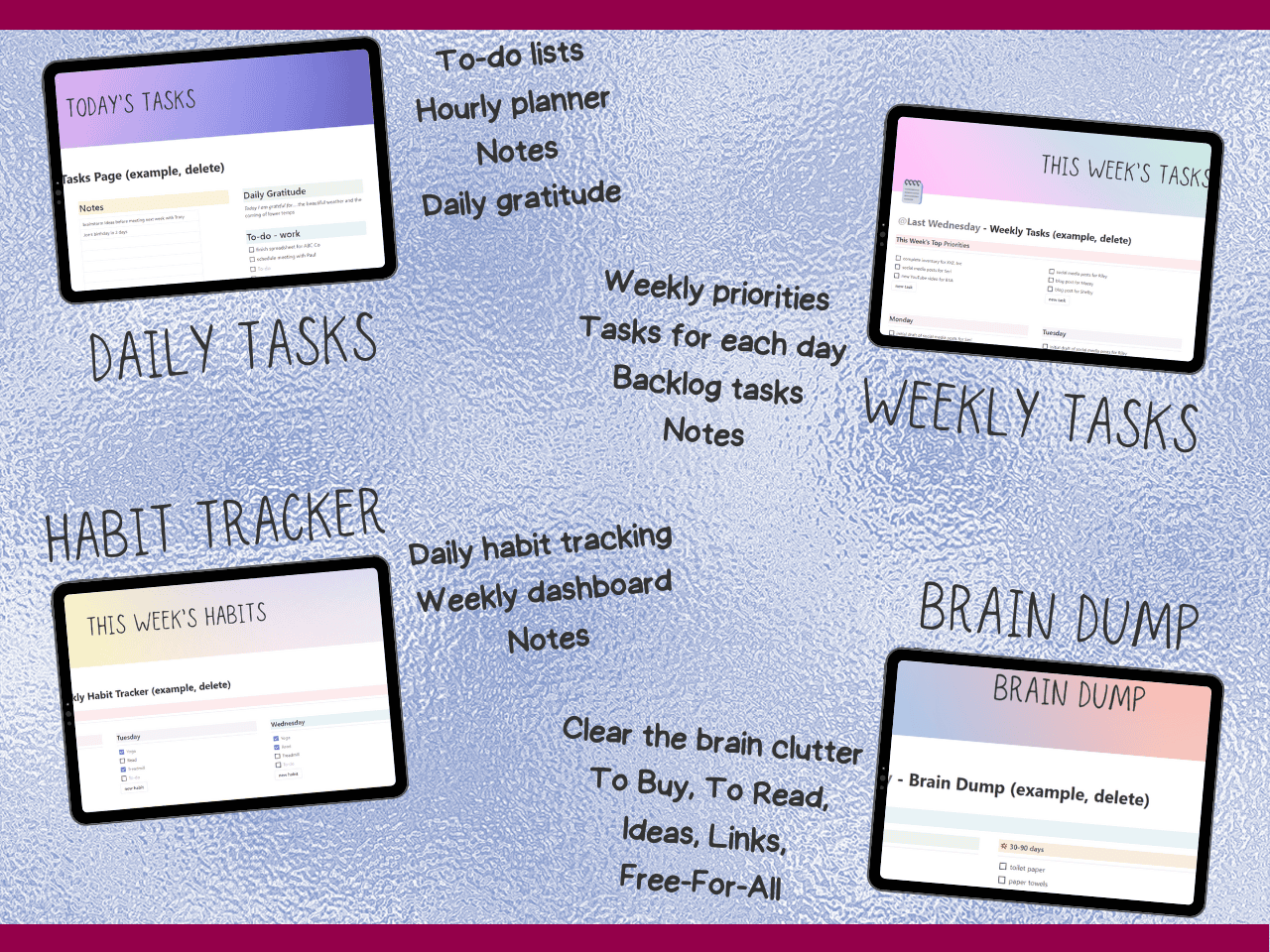 mockup of weekly planner notion template