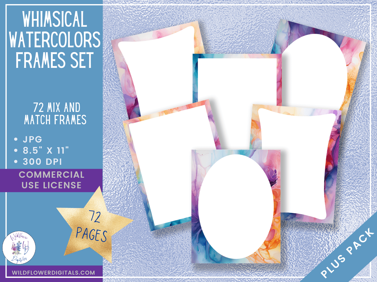 mockup of whimsical watercolors frames set mix and match stationery designs