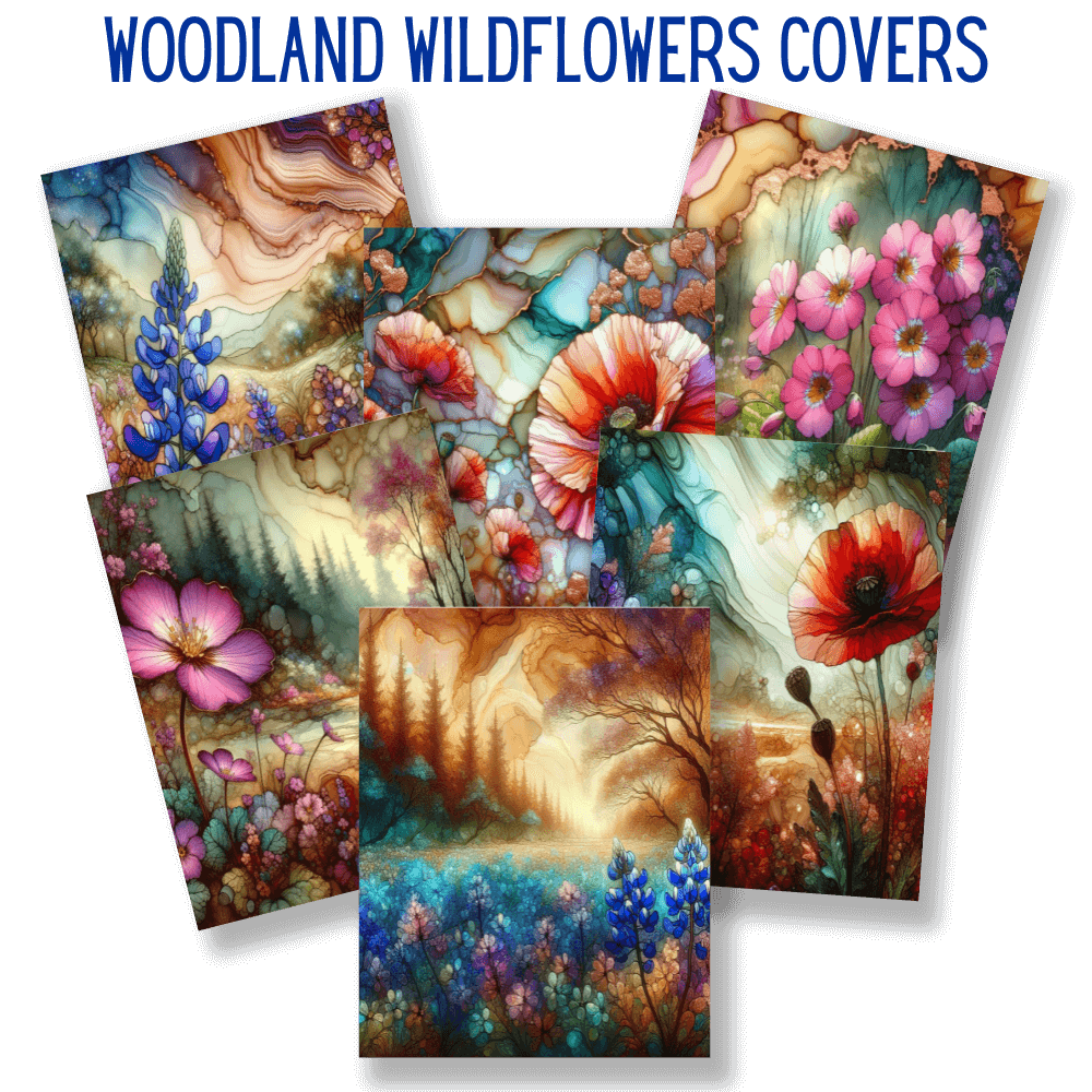 mockup of woodland wildflowers covers mix and match digital papers