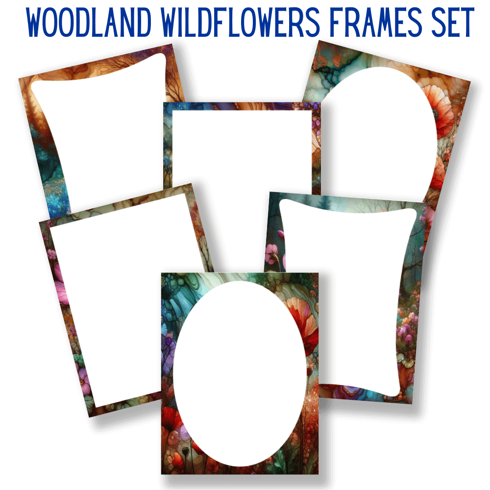 mockup of woodland wildflowers frames mix and match digital papers
