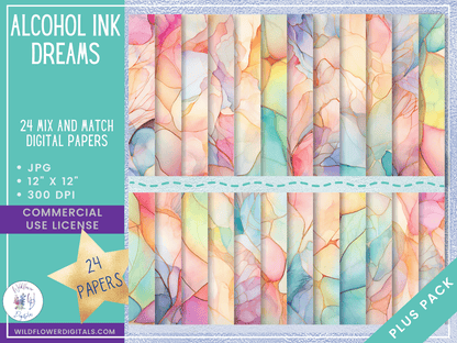 mockup of alcohol ink dreams digital papers mix and match papers