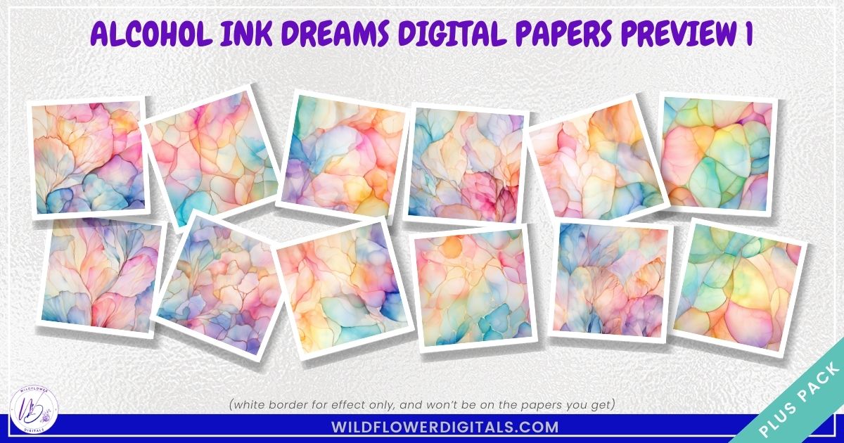 mockup of alcohol ink dreams digital papers mix and match papers