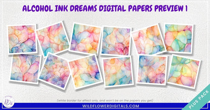 mockup of alcohol ink dreams digital papers mix and match papers