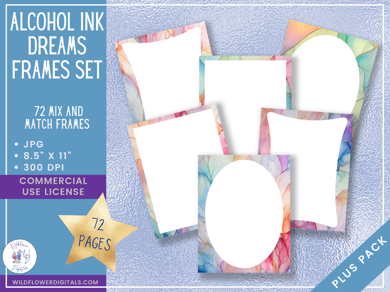 mockup of alcohol ink dreams frames digital papers mix and match papers