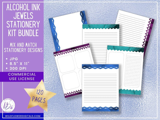 mockup of alcohol ink jewels stationery kit mix and match stationery designs