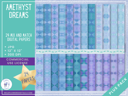 mockup of amethyst dreams digital papers mix and match papers